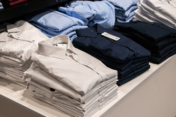 Sale of clothes in a shopping center.