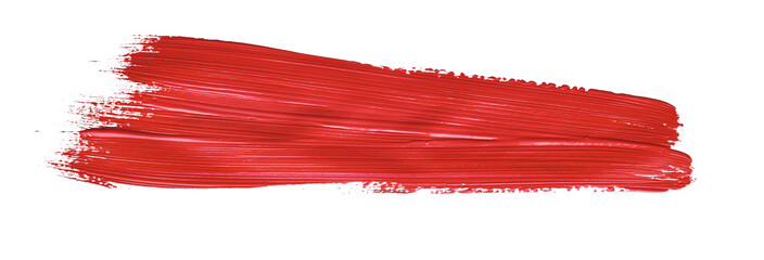 Red colored brush stroke paiting over isolated background, canvas watercolor texture, red lipstick...