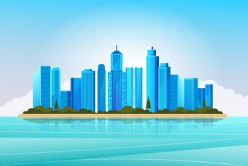 Modern city town concept. Vector flat cartoon graphic design illustration