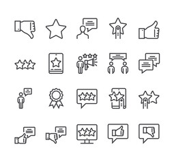 Feedback reviews isolated icon set. Vector flat cartoon graphic design