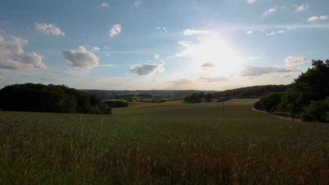 sunset over the fields in germany by velbert langenberg - timelapse