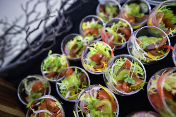 fresh salad in a glass bowl