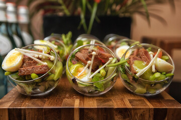 fresh salad in a glass bowl