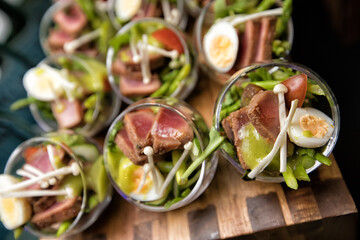 fresh salad in a glass bowl