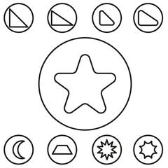 Basic shape set outline vector illustration in the circle