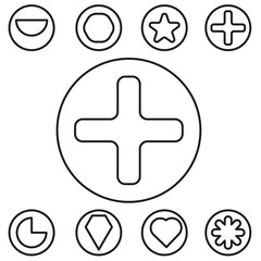 Basic shape set outline vector illustration in the circle