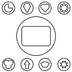 Basic shape set outline vector illustration in the circle