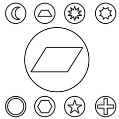 Basic shape set outline vector illustration in the circle