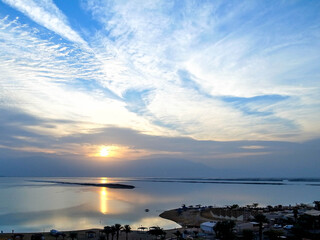Breaking dawn in The Dead Sea, Israel