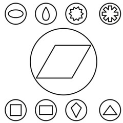 Basic shape set outline vector illustration in the circle