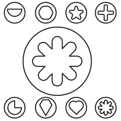 Basic shape set outline vector illustration in the circle
