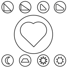Basic shape set outline vector illustration in the circle