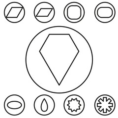 Basic shape set outline vector illustration in the circle