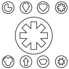 Basic shape set outline vector illustration in the circle