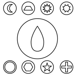 Basic shape set outline vector illustration in the circle