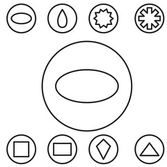 Basic shape set outline vector illustration in the circle
