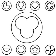 Basic shape set outline vector illustration in the circle