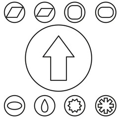 Basic shape set outline vector illustration in the circle