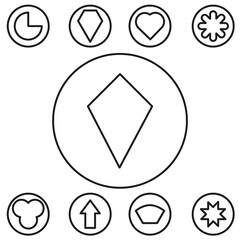 Basic shape set outline vector illustration in the circle