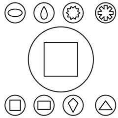 Basic shape set outline vector illustration in the circle