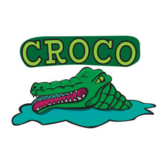 Fototapeta premium crocodile's head appears above the water illustration logo