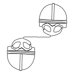 one line continuous drawing retro vintage war helmet