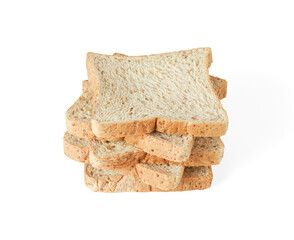 Whole Wheat sliced bread isolated on a white background with clipping path.