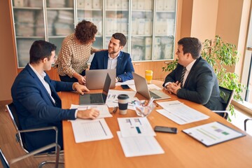 Business lawyers workers meeting at law firm office. Professional executive partners working on finance strategry at the workplace