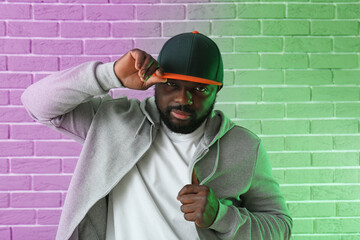 Male African-American hip-hop dancer in studio