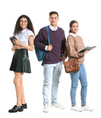 Young students on white background