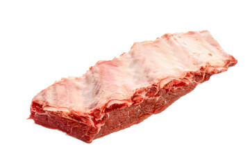 Raw beef short ribs on white background