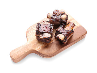 Tasty beef short ribs on white background