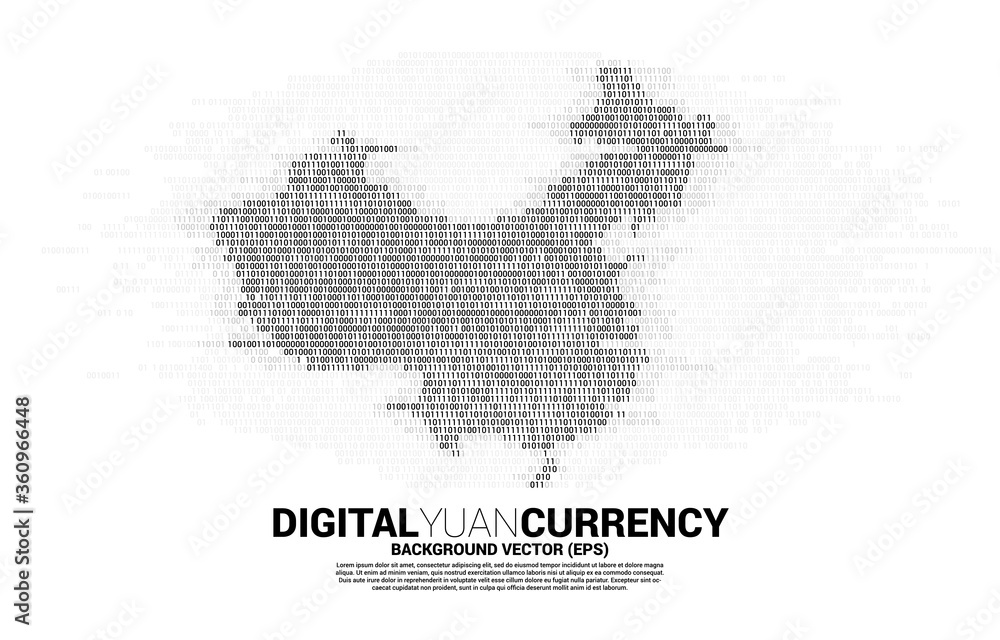 Aufkleber Vector China map from binary zero and one code. Concept for china digital network connection.