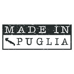Made In Apulia Italy. Stamp Rectangle Map. Logo Icon Symbol. Design Certificated Vector.