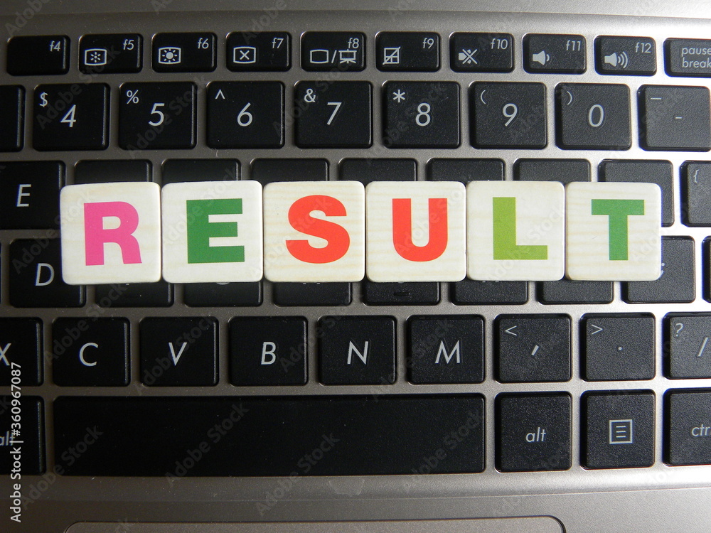 Poster word result on keyboard background