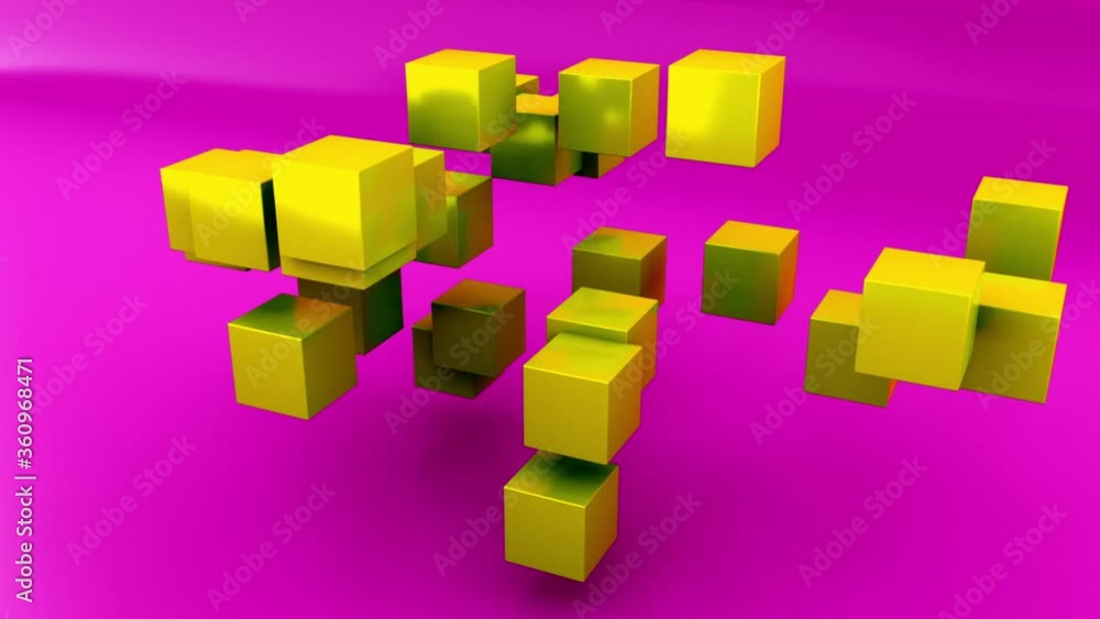 Aufkleber computer generated abstract geometric shapes from cubes. 3d rendering unreal constructions. modern b