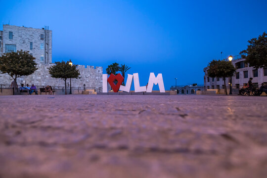 I Love JLM statue in Jerusalem, Israel