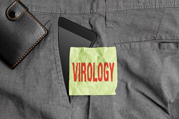 Handwriting text writing Virology. Conceptual photo branch of science dealing with the variety of...