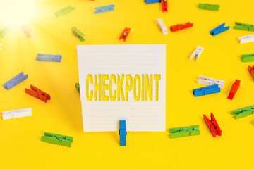 Conceptual hand writing showing Checkpoint. Concept meaning manned entrance, where travelers are...