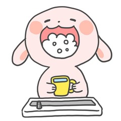 Illustration of a gargling rabbit