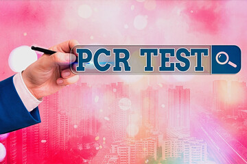Word writing text Pcr Test. Business photo showcasing qualitative detection of viral genome within the short seqeunce of DNA Web search digital information futuristic technology network connection