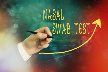 Handwriting text writing Nasal Swab Test. Conceptual photo diagnosing an upper respiratory tract...