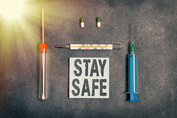 Handwriting text writing Stay Safe. Conceptual photo secure from threat of danger, harm or place to...