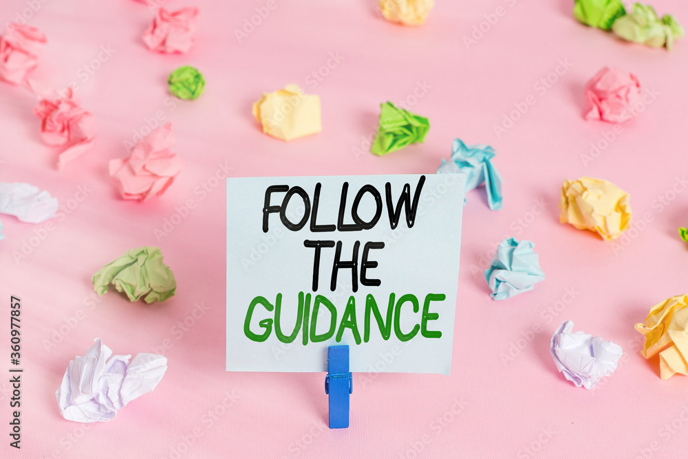 Poster word writing text follow the guidance. business photo showcasing controlling a course of projectile 