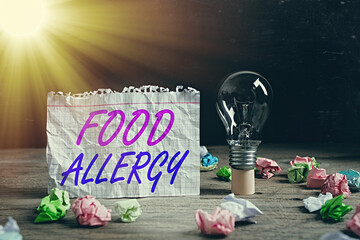 Word writing text Food Allergy. Business photo showcasing abnormal immune system response to...