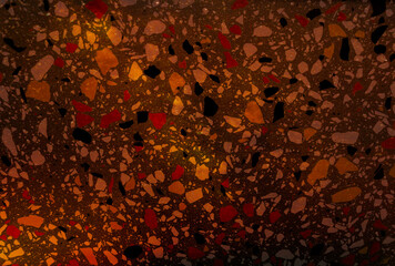 Beautiful abstract red grunge marble on black background, yellow granite tiles floor on orange...