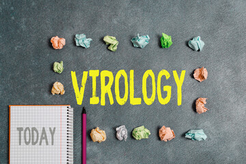 Word writing text Virology. Business photo showcasing branch of science dealing with the variety of...