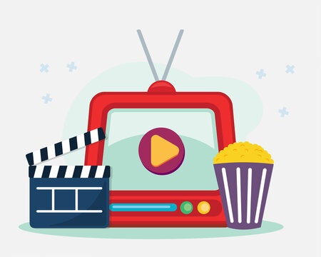 watching movie concept vector illustration in flat style