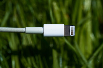 ecological plastic, a concept on the topic of environmental plastic. grass charger