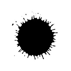 Black drop isolated on white background. Grunge splash texture. Vector illustration.